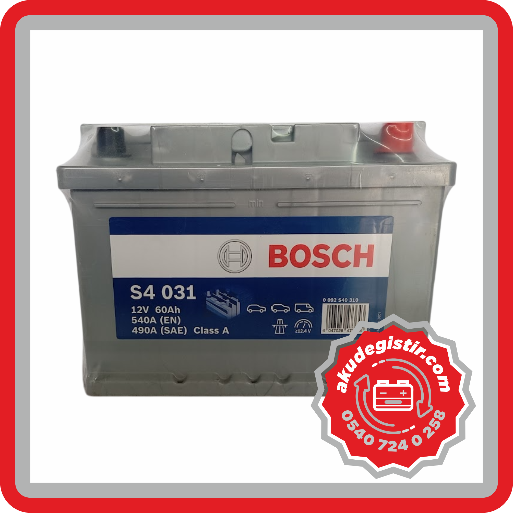 Bosch 60 Ah Alçak Tip Akü