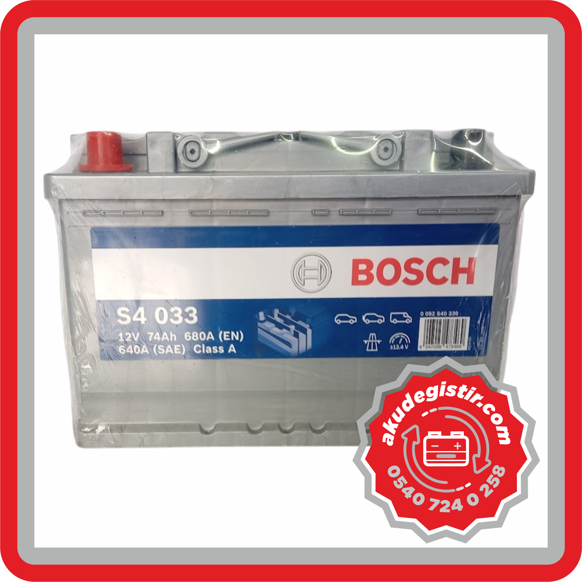 Bosch 74 Ah Ters Kutup Akü