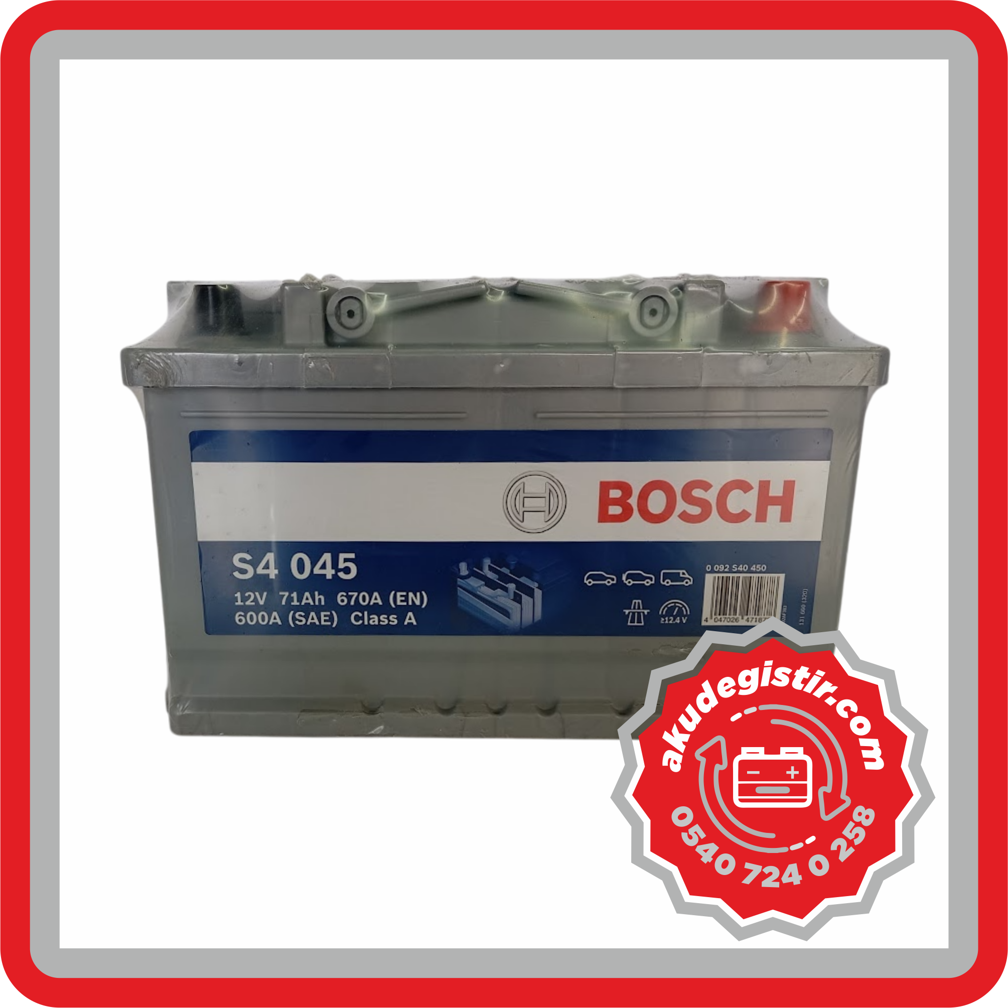 Bosch 71 Ah Alçak Tip akü