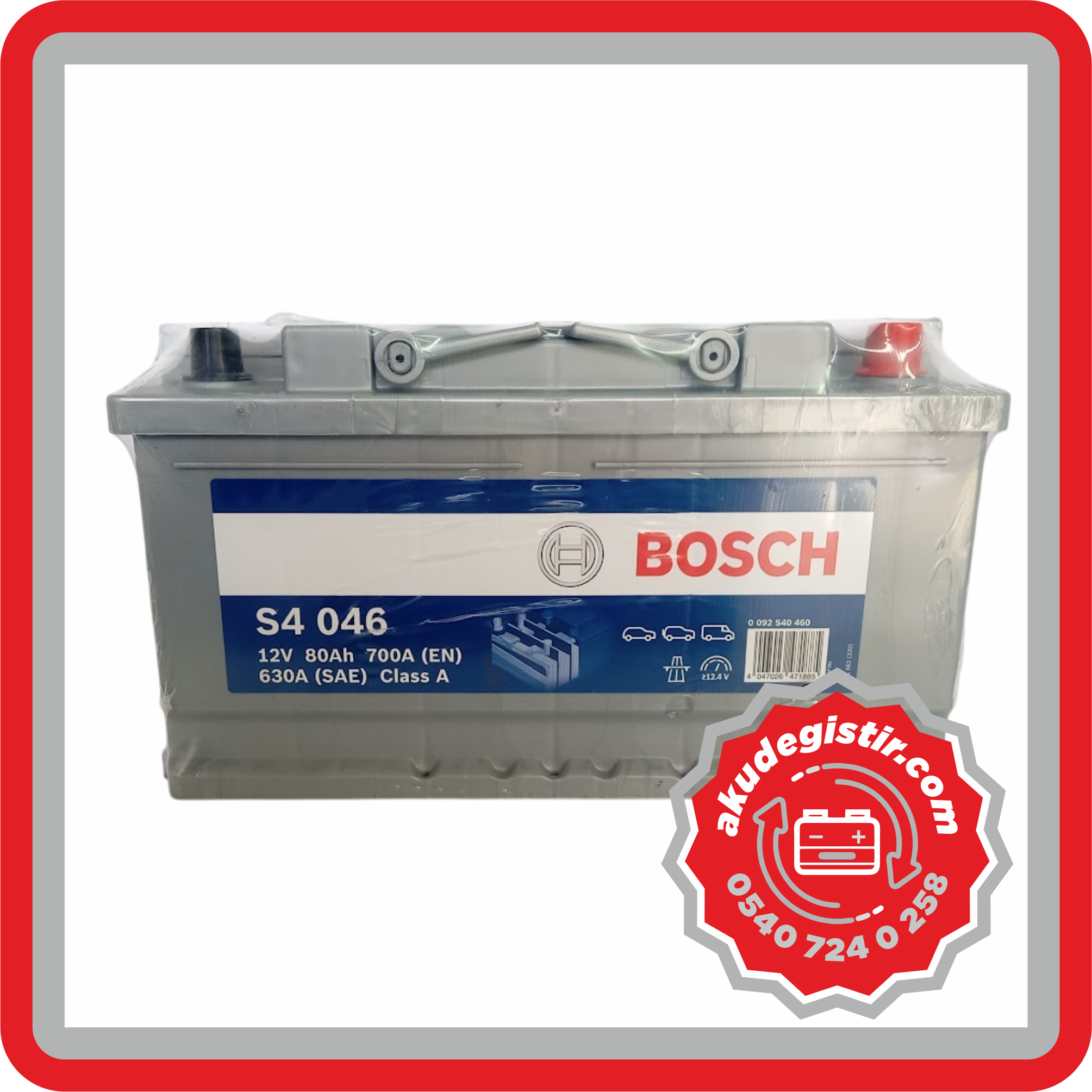 Bosch 80 AH Alçak Tip Akü 