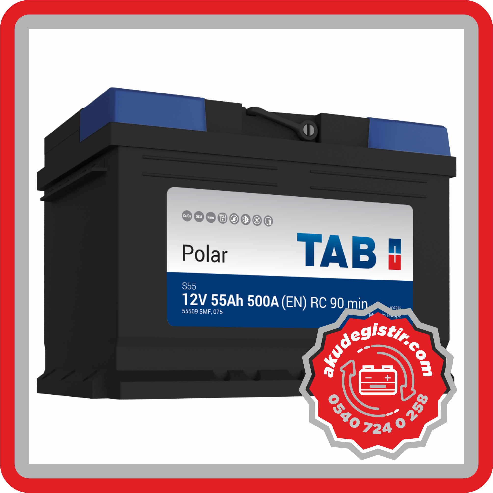 Tab 55 Ah Alçak Tip Akü