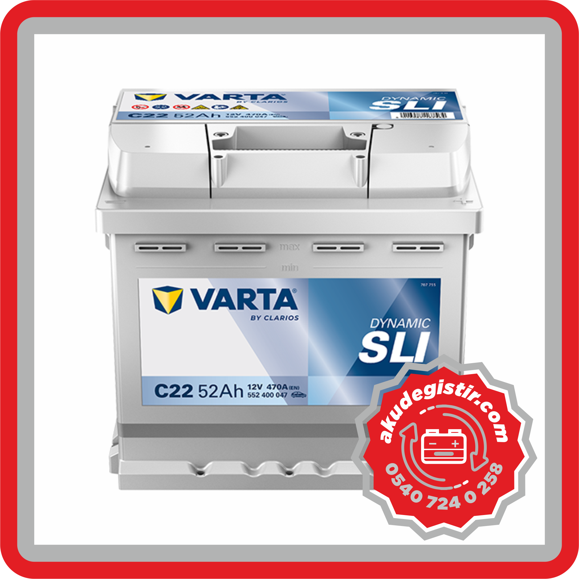 Varta 52 Kare Akü